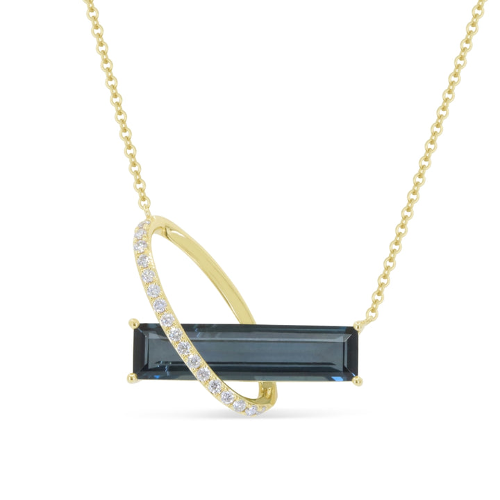 Madison L 14K Yellow Gold London Blue Topaz Paperclip Necklace - style N2043LBTY