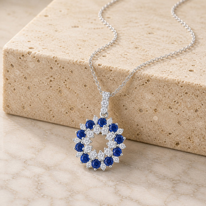 N2045 - 14K Gold Emerald, Ruby & Sapphire Pendant