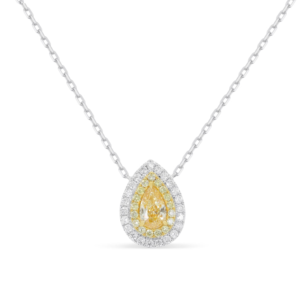 Madison L 18K White Gold Fancy Yellow Diamond Necklace - style N2051YDW