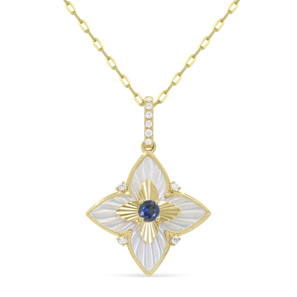 Madison L 14K Yellow Gold Sapphire Flower Pendant - style N2056SAY