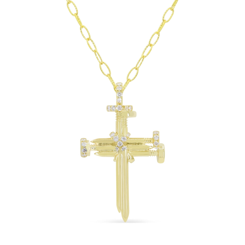 Madison L 14K Yellow Gold Diamond Crucifix Cross Pendant - style N2060Y