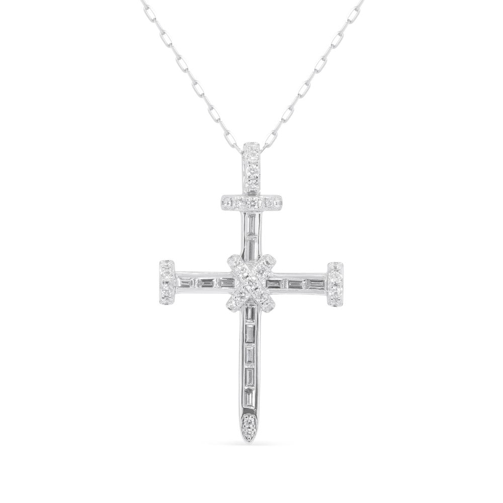 Madison L 14K White Gold Diamond Crucifix Cross Pendant - style N2061W