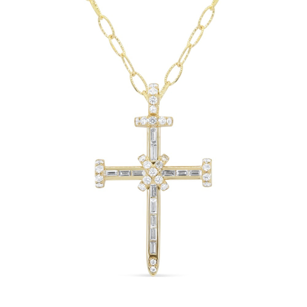 N2061 - 14K Gold Diamond Crucifix Cross Pendant