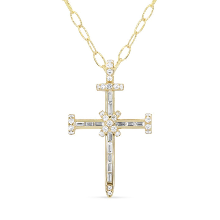 N2061 - 14K Gold Diamond Crucifix Cross Pendant