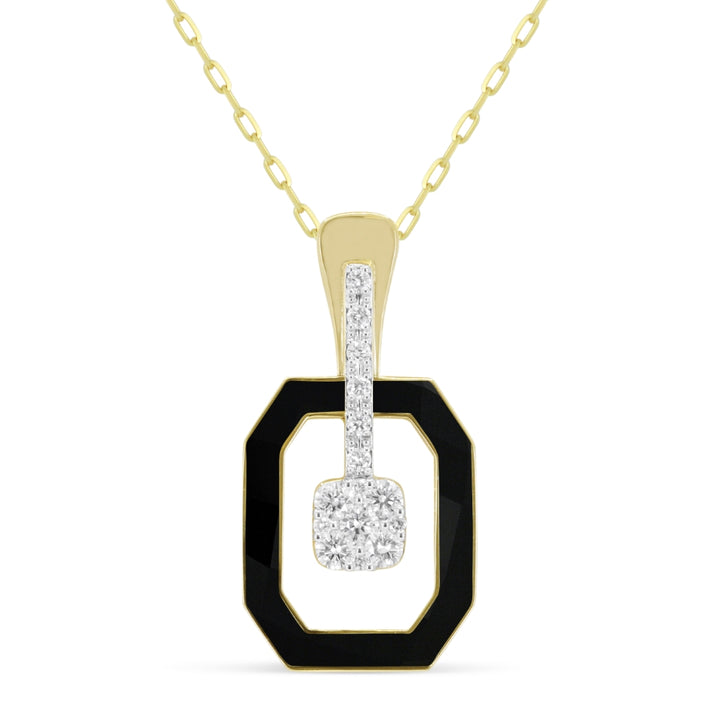 Madison L 14K Yellow Gold Black Onyx Pendant - style N2063BOY
