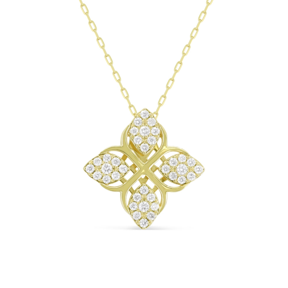 Madison L 14K Yellow Gold Diamond Clover Pendant - style N2064Y