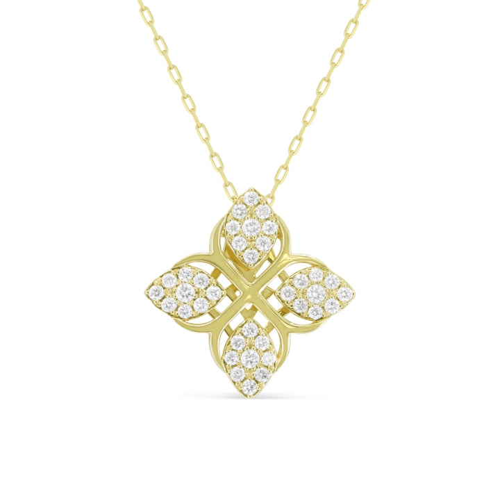 Madison L 14K Yellow Gold Diamond Clover Pendant - style N2064Y