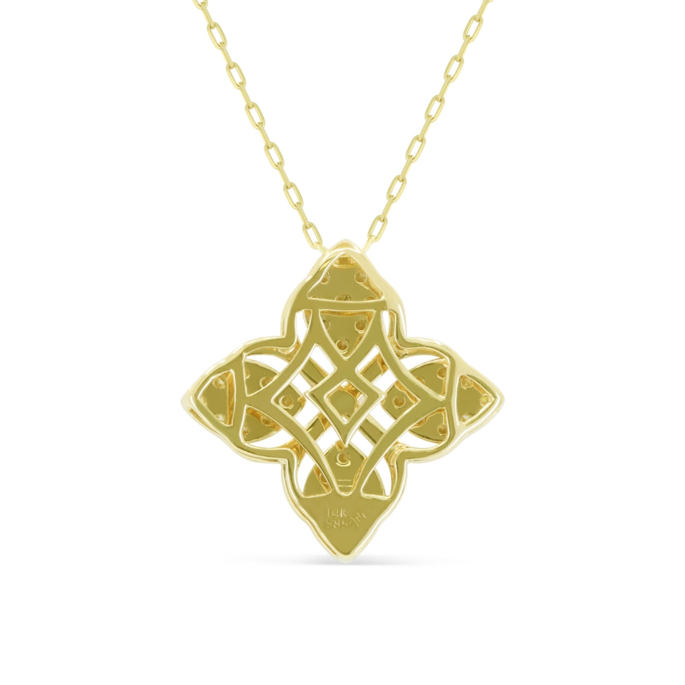 N2064 - 14K Yellow Gold Diamond Clover Pendant