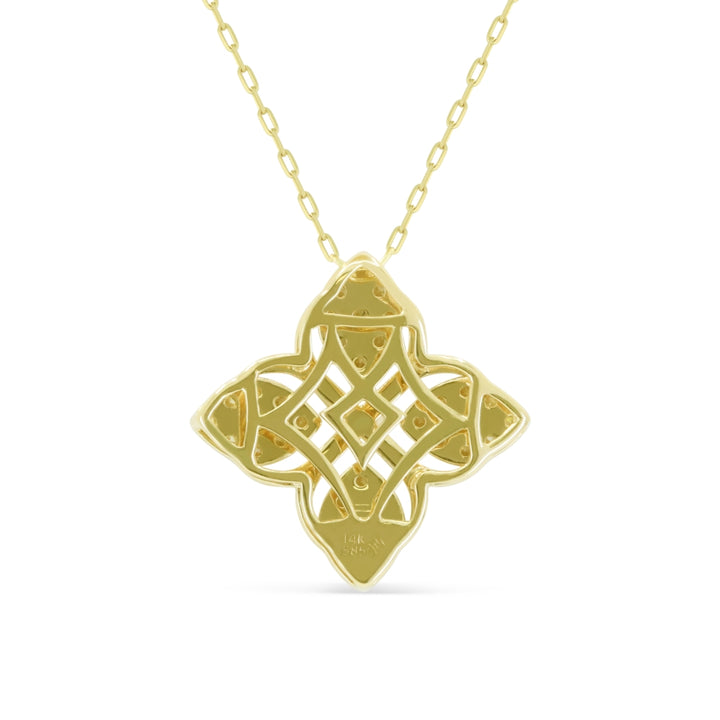N2064 - 14K Yellow Gold Diamond Clover Pendant