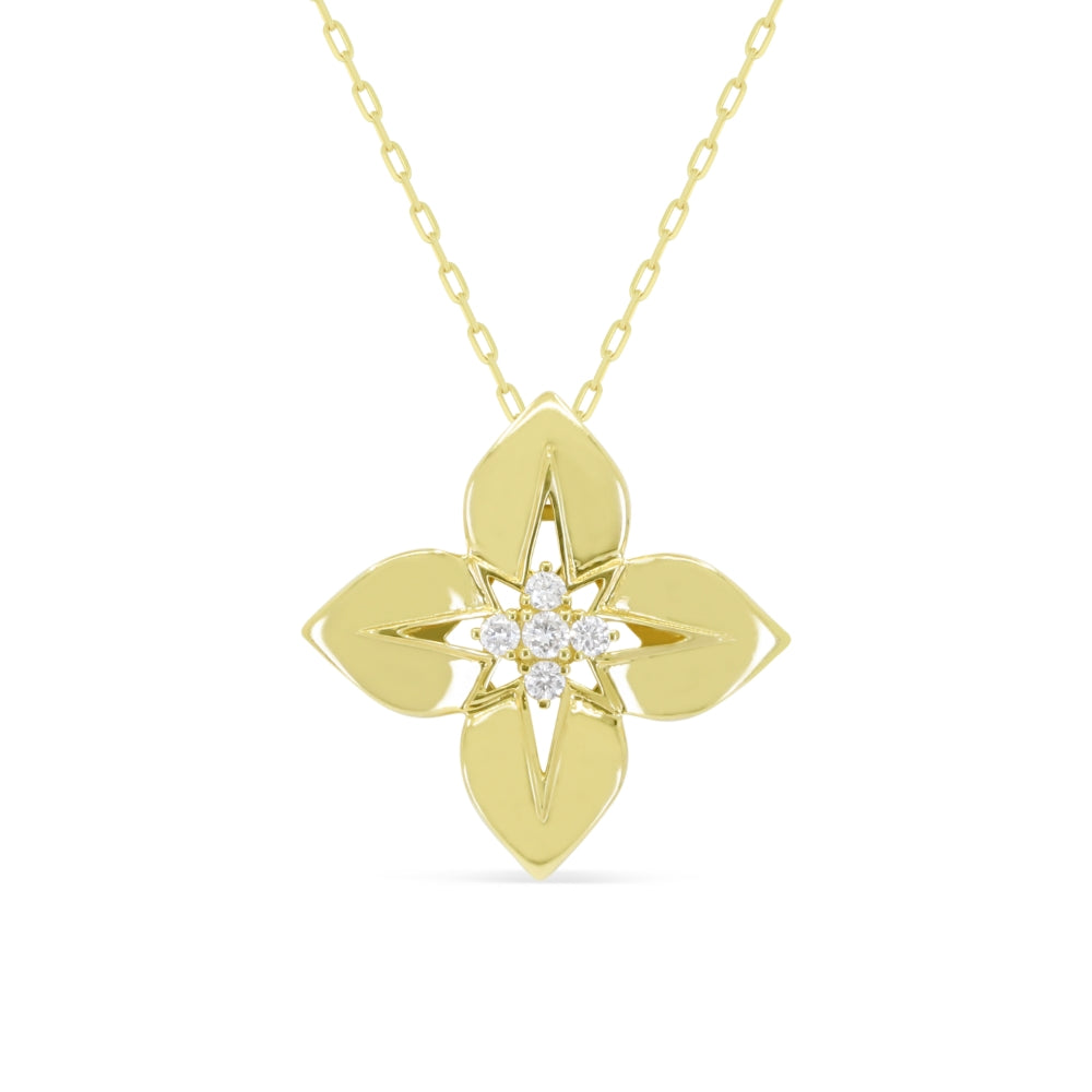 Madison L 14K Yellow Gold Diamond Flower Pendant - style N2065Y