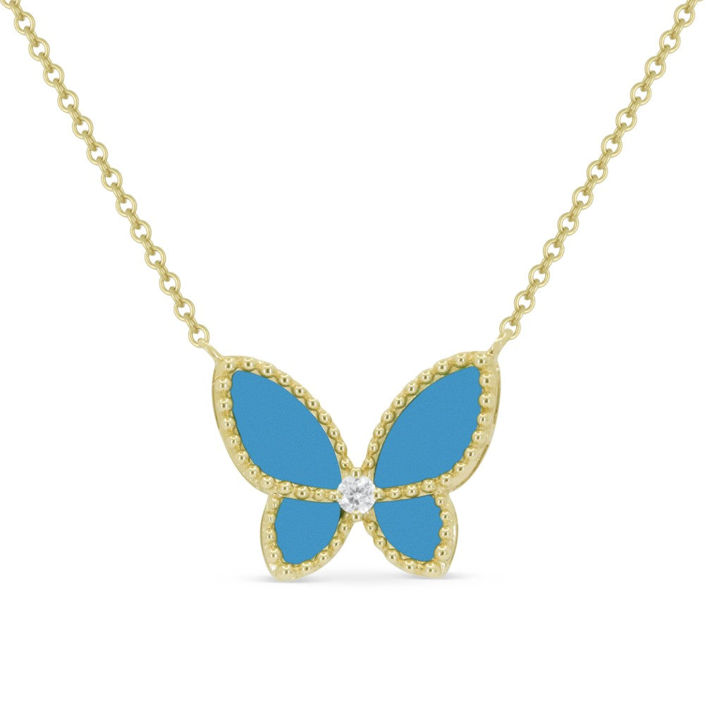 Madison L 14K Yellow Gold Turquoise Butterfly Necklace - style N2067TQY