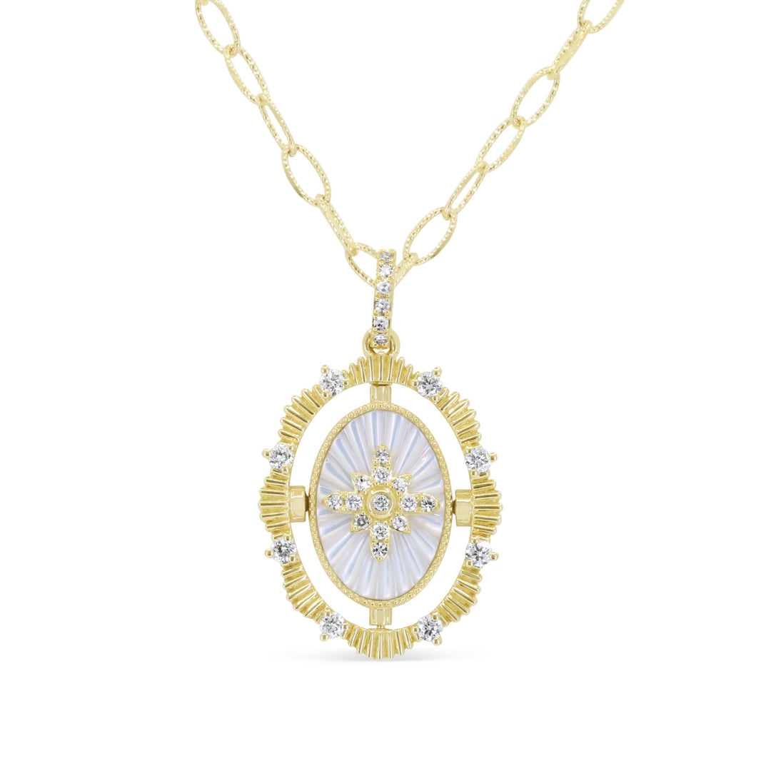 Madison L 14K Yellow Gold Mother of Pearl Necklace - style N2218MOPY