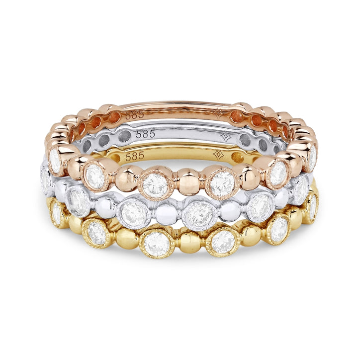 Madison L 14K Tri Color Gold Diamond Stackable Ring - style R1046WYP