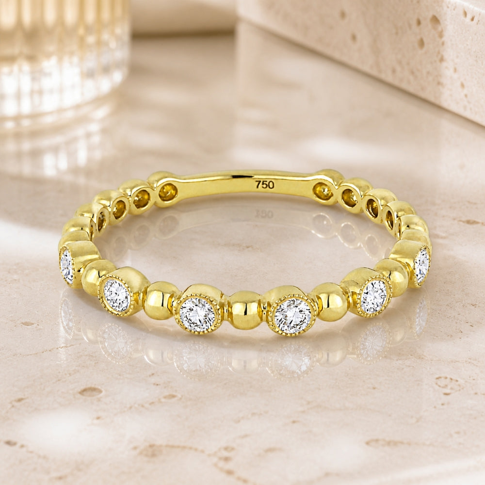 R1046 - 14K Gold Diamond Stackable Ring