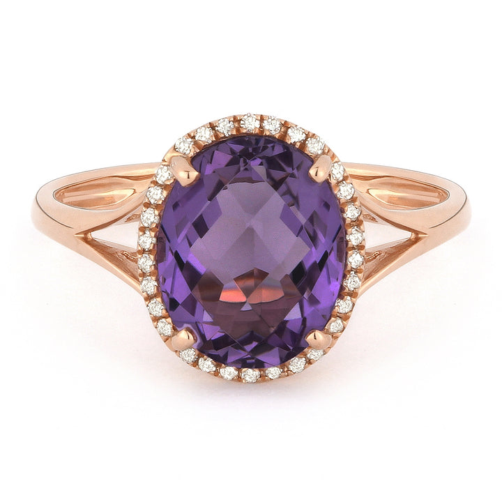 Madison L 14K Rose Gold Amethyst Oval Ring - style R1059AMP