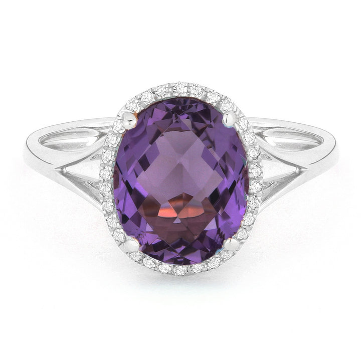 Madison L 14K White Gold Amethyst Oval Ring - style R1059AMW