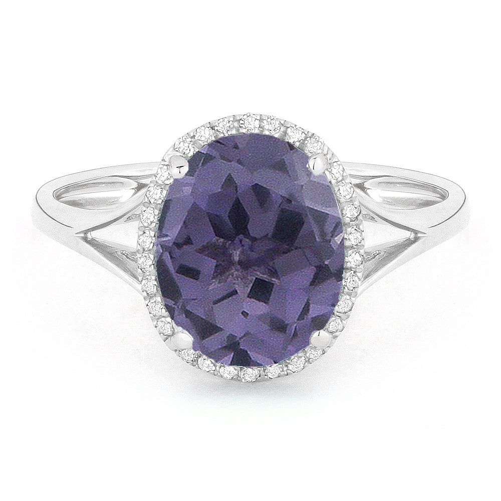 Madison L 14K White Gold Created Alexandrite Oval Ring - style R1059AXW