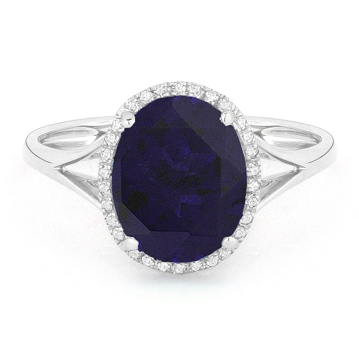 Madison L 14K White Gold Created Sapphire Oval Ring - style R1059BCW