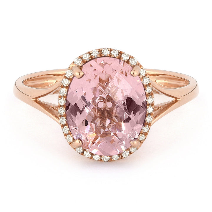 Madison L 14K Rose Gold Created Morganite Oval Ring - style R1059CMGP