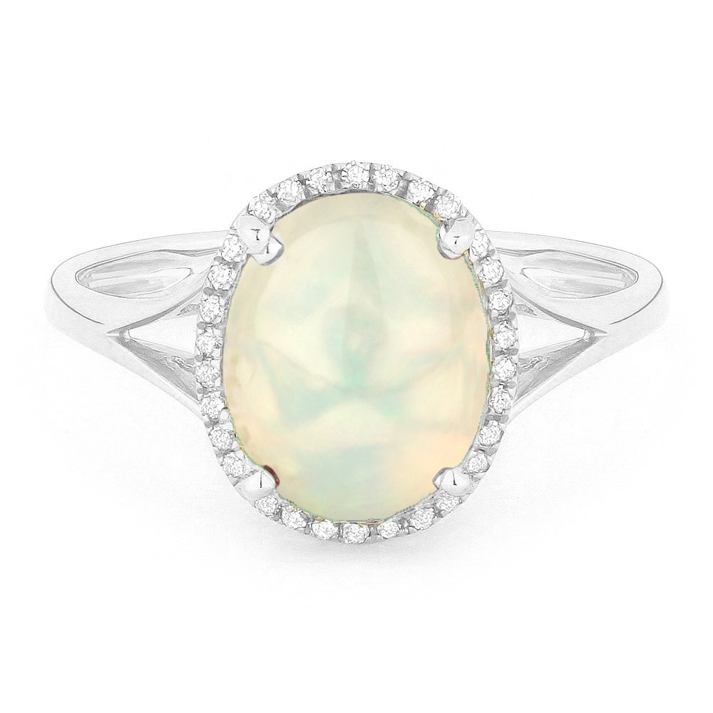 Madison L 14K White Gold Created Ethiopian Opal Oval Ring - style R1059COPW