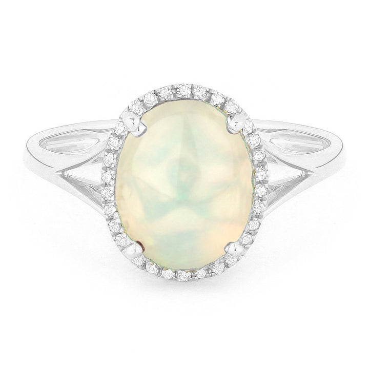 Madison L 14K White Gold Created Ethiopian Opal Oval Ring - style R1059COPW