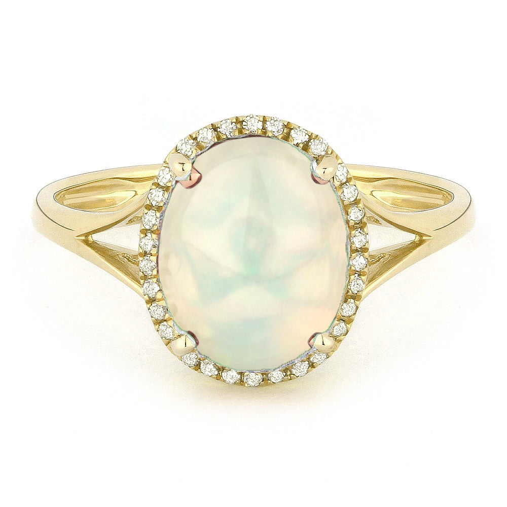 Madison L 14K Yellow Gold Created Ethiopian Opal Oval Ring - style R1059COPY