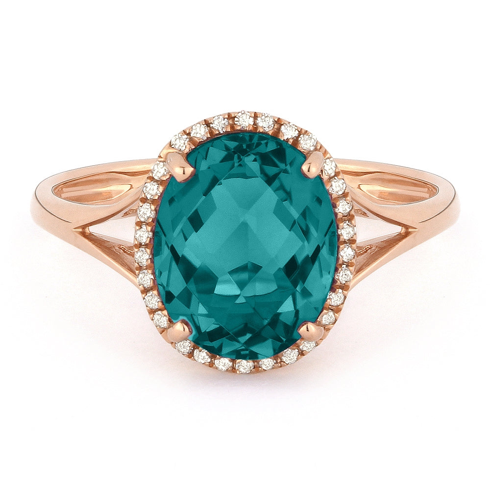 Madison L 14K Rose Gold Created Tourmaline Paraiba Oval Ring - style R1059CPARP
