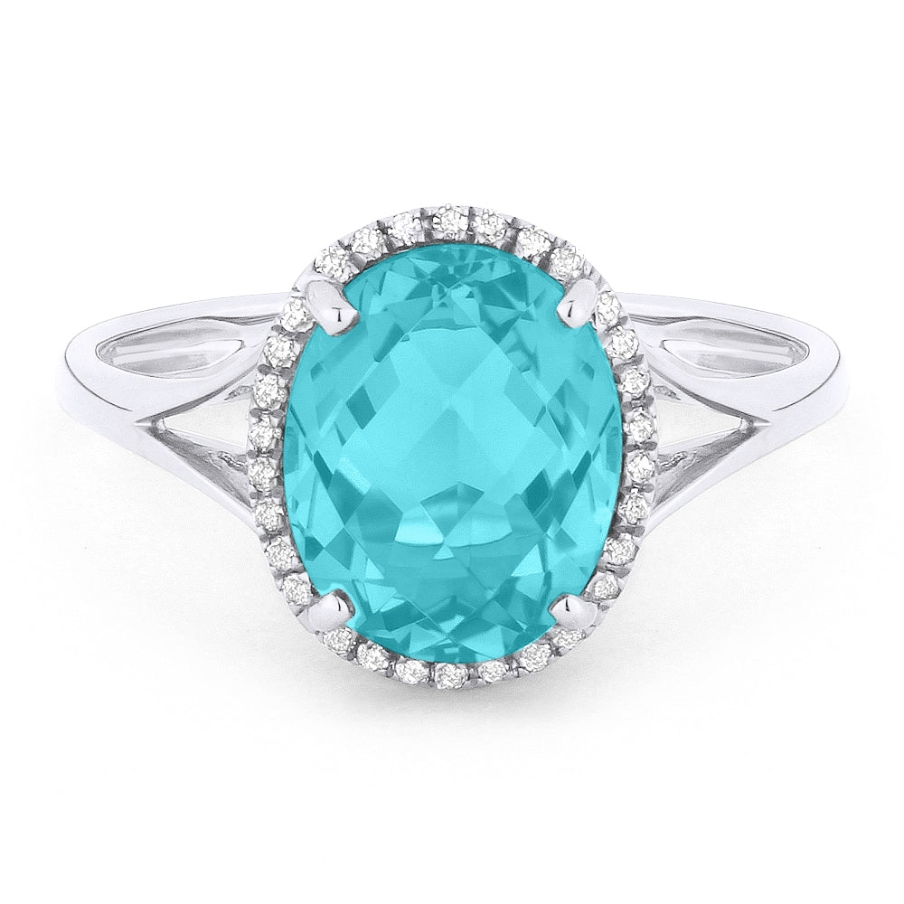 Madison L 14K White Gold Created Tourmaline Paraiba Oval Ring - style R1059CPARW