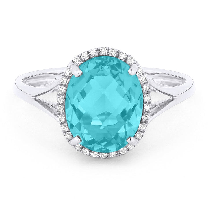 Madison L 14K White Gold Created Tourmaline Paraiba Oval Ring - style R1059CPARW