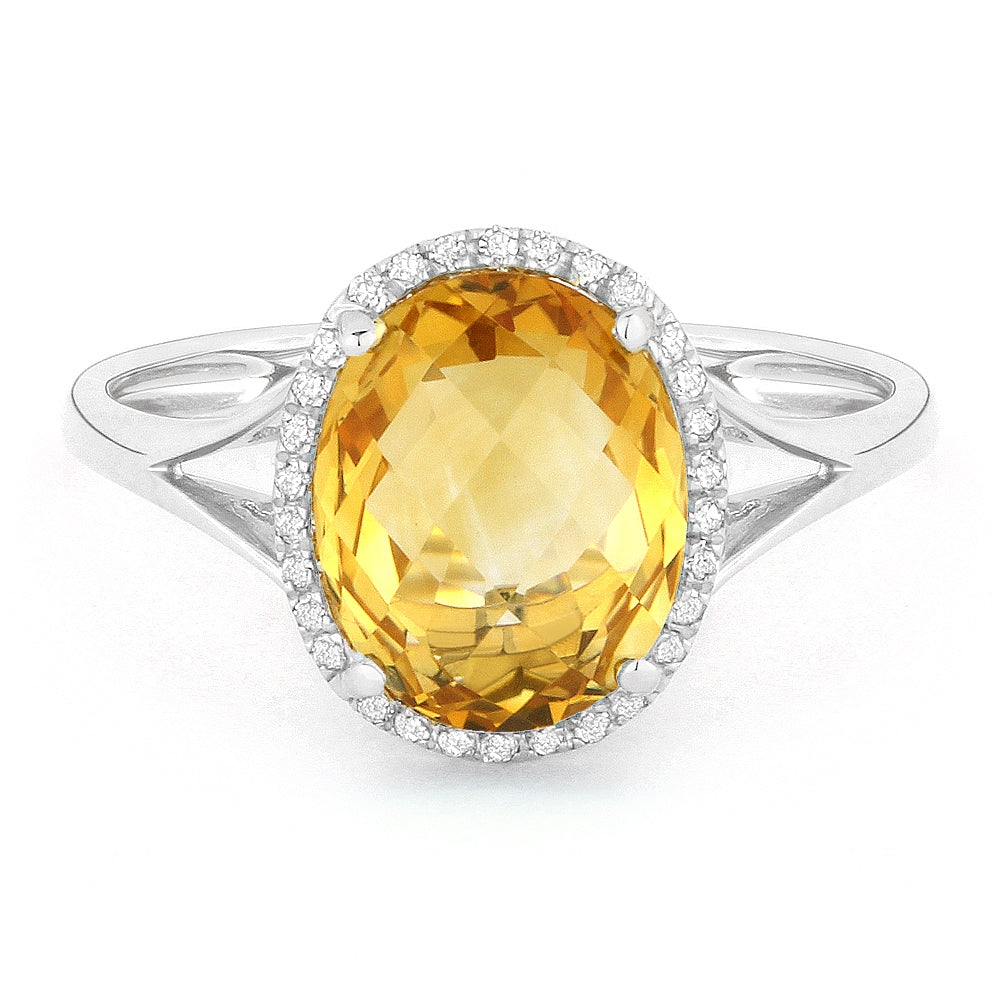 Madison L 14K White Gold Citrine Oval Ring - style R1059CTW