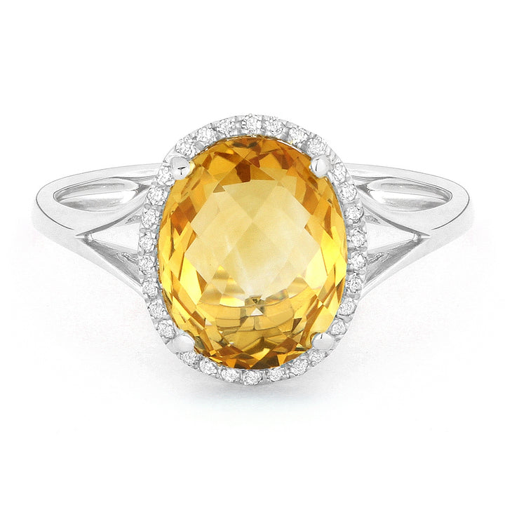 Madison L 14K White Gold Citrine Oval Ring - style R1059CTW