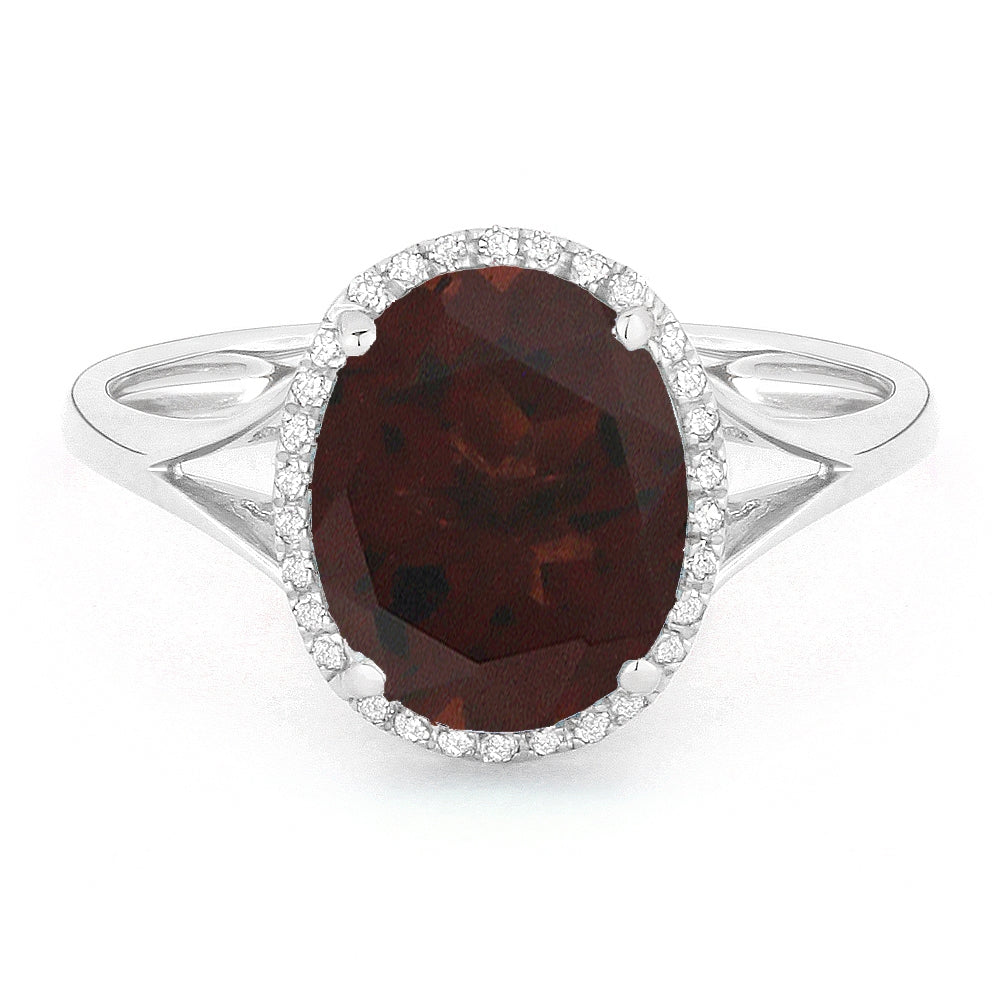Madison L 14K White Gold Garnet Oval Ring - style R1059GAW