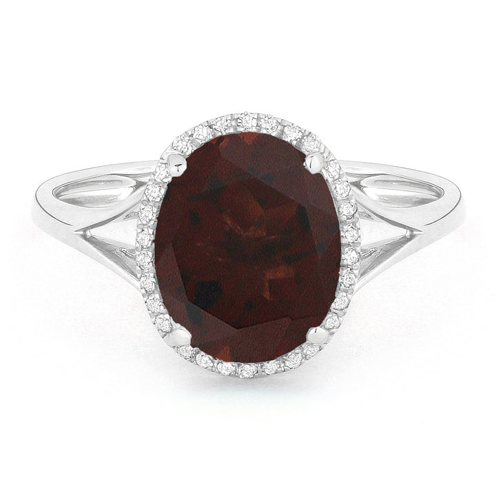 Madison L 14K White Gold Garnet Oval Ring - style R1059GAW