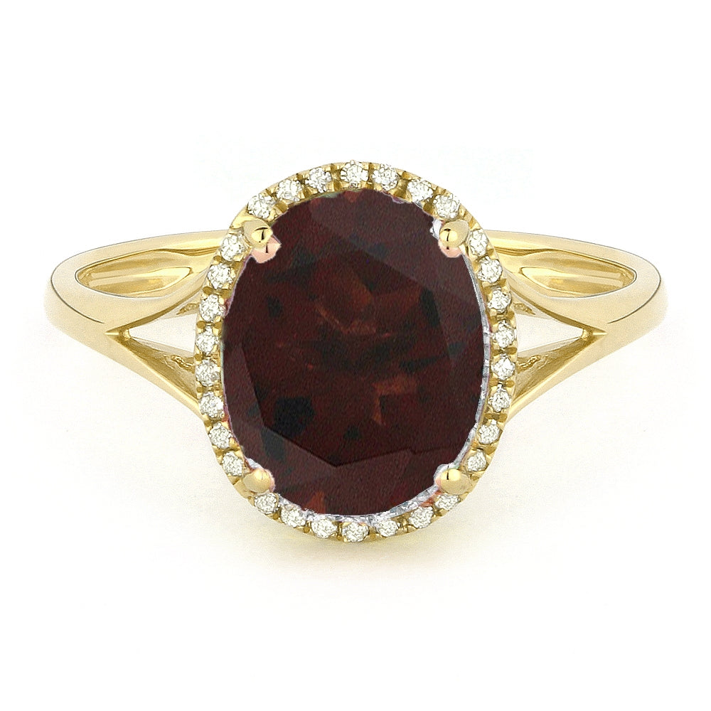 Madison L 14K Yellow Gold Garnet Oval Ring - style R1059GAY