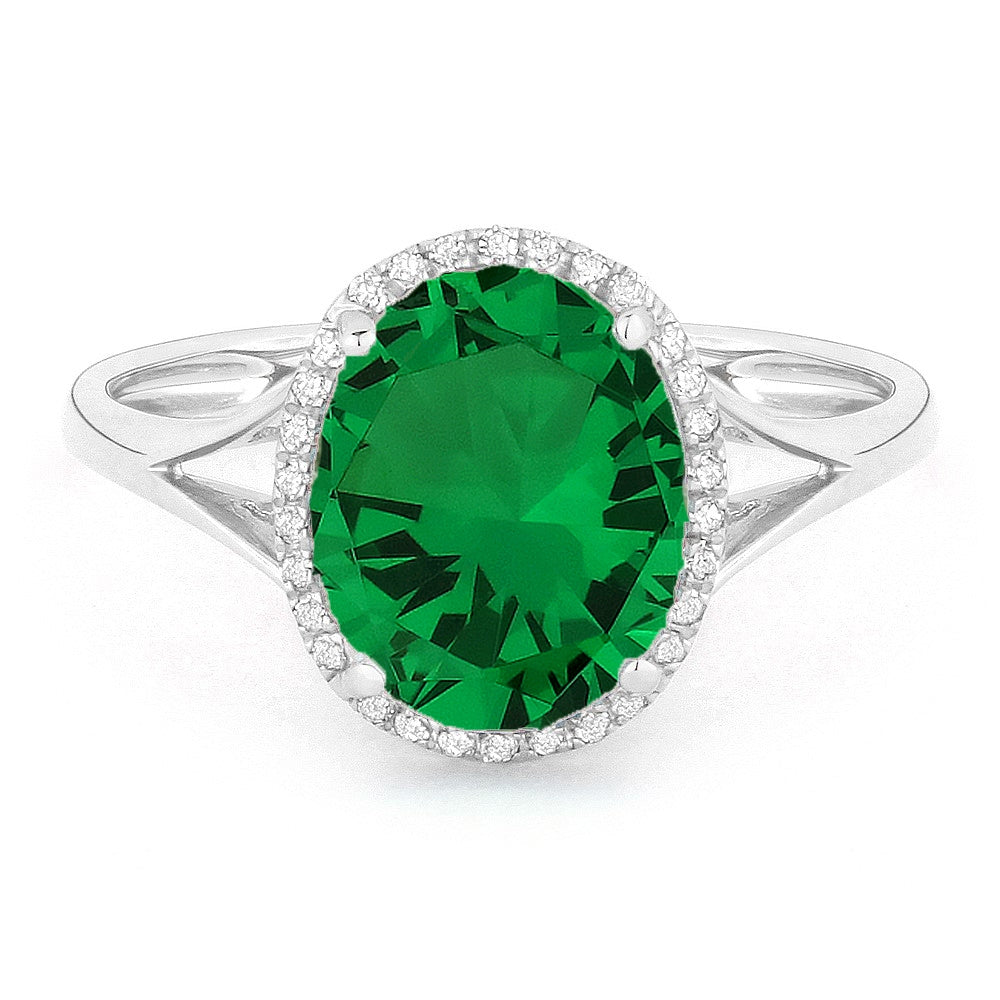 Madison L 14K White Gold Created Emerald Oval Ring - style R1059GCW