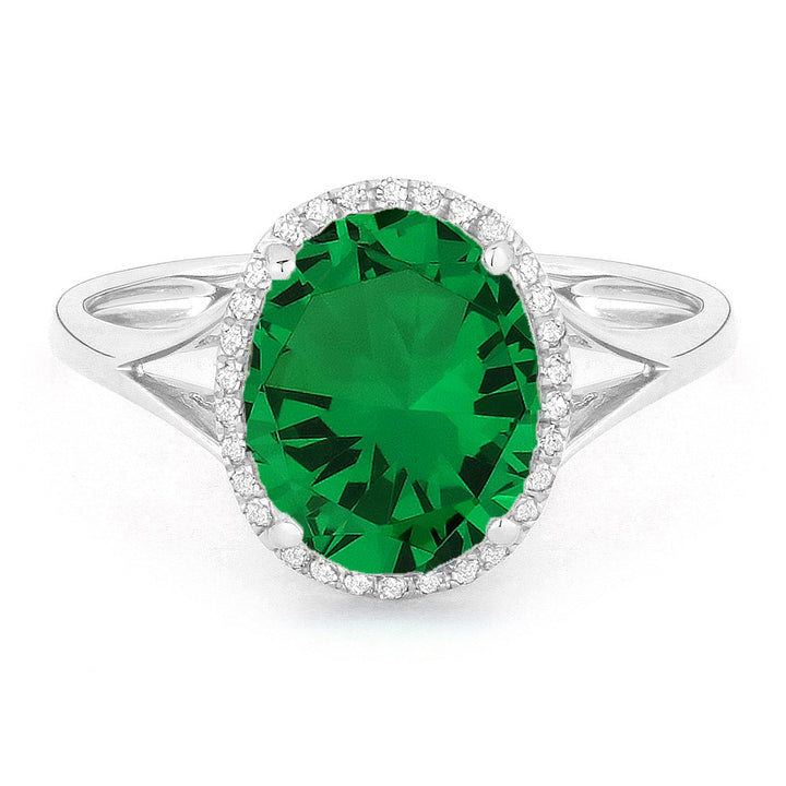 Madison L 14K White Gold Created Emerald Oval Ring - style R1059GCW