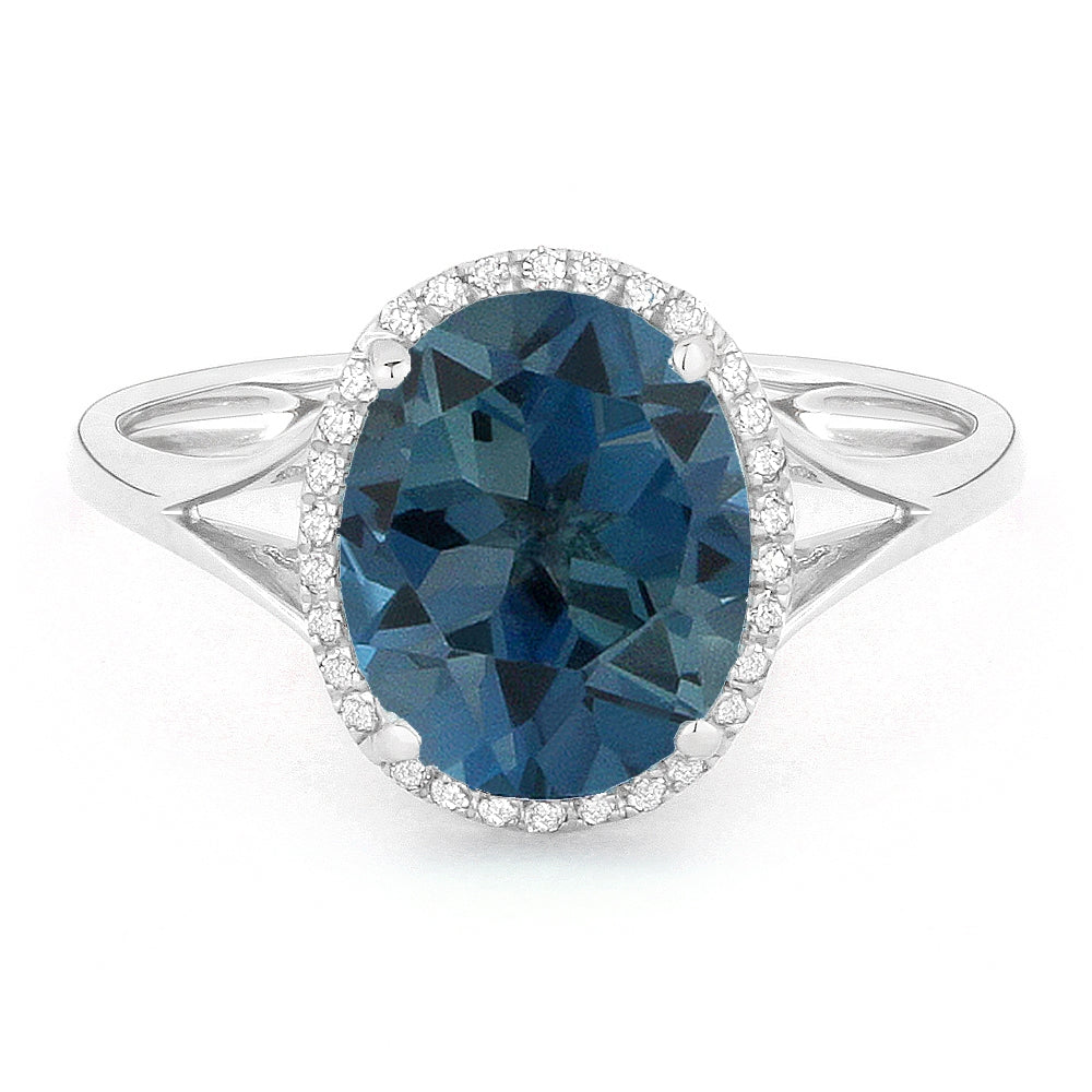 Madison L 14K White Gold London Blue Topaz Oval Ring - style R1059LBTW