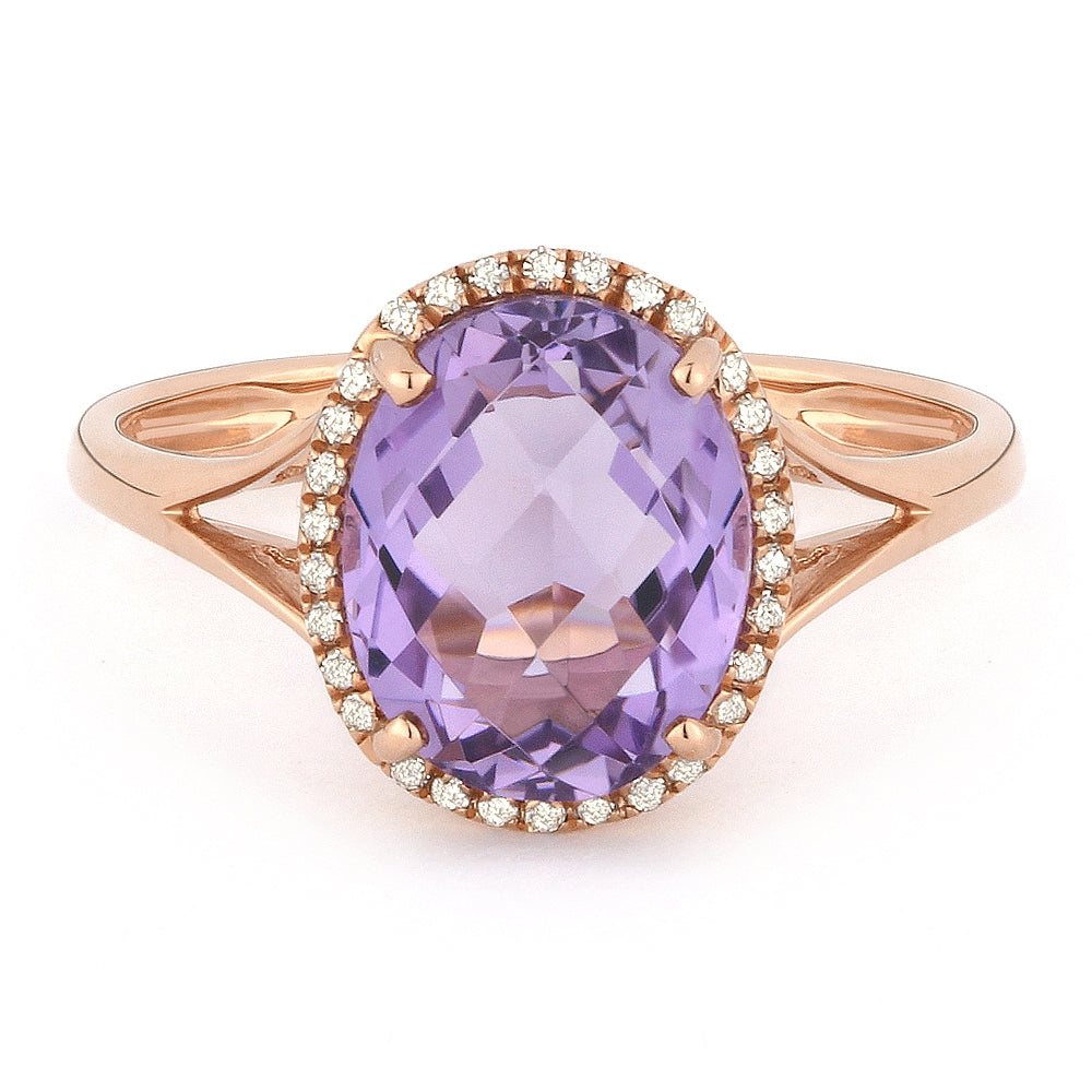 Madison L 14K Rose Gold Pink Amethyst Oval Ring - style R1059PAMP