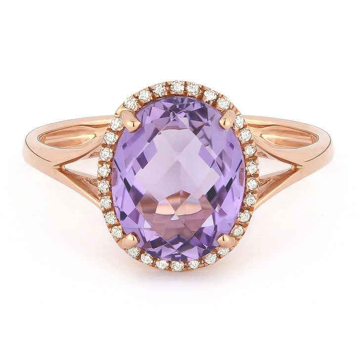 Madison L 14K Rose Gold Pink Amethyst Oval Ring - style R1059PAMP