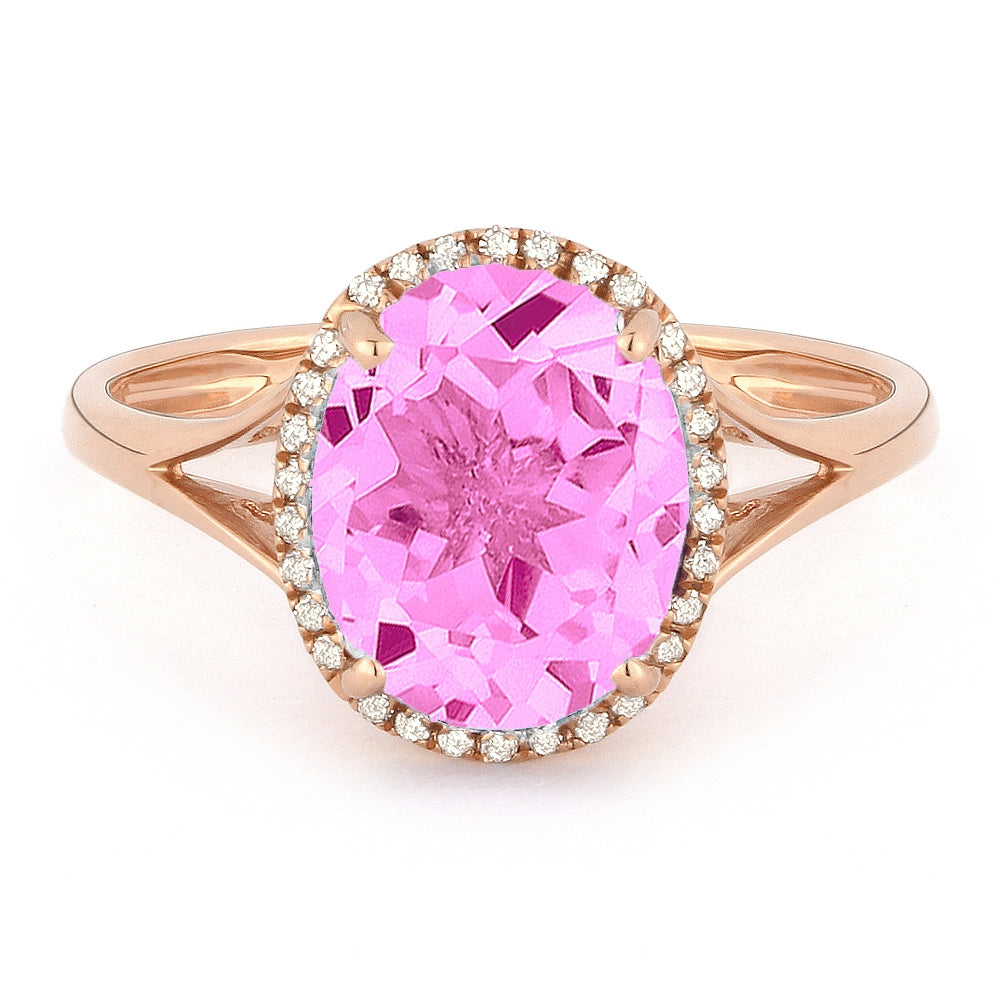 Madison L 14K Rose Gold Created Pink Sapphire Oval Ring - style R1059PCP