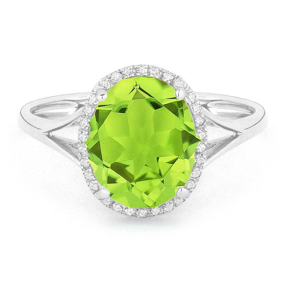 Madison L 14K White Gold Peridot Oval Ring - style R1059PRW