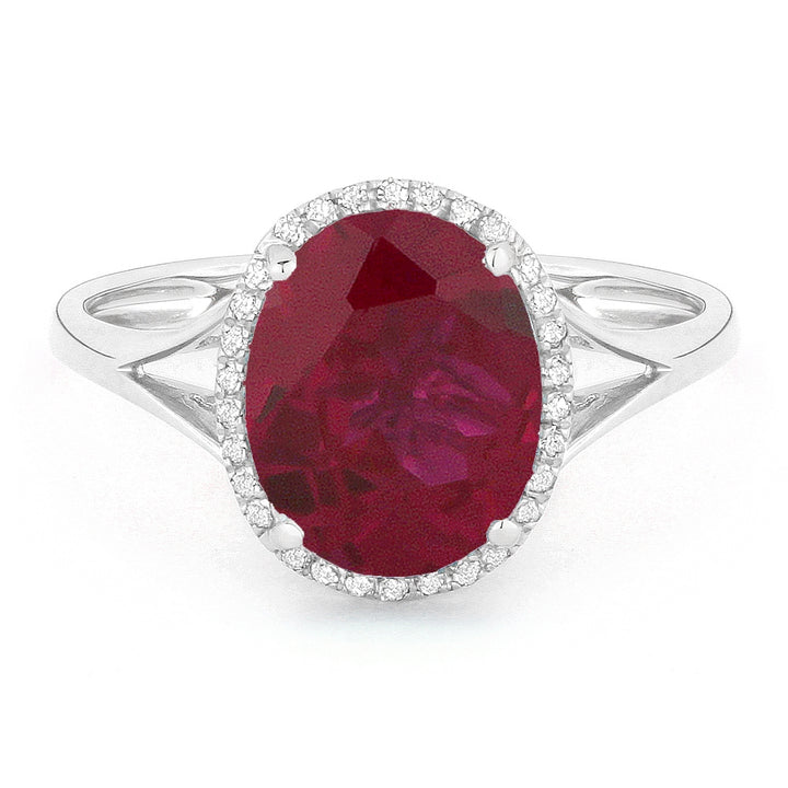 Madison L 14K White Gold Created Ruby Oval Ring - style R1059RCW