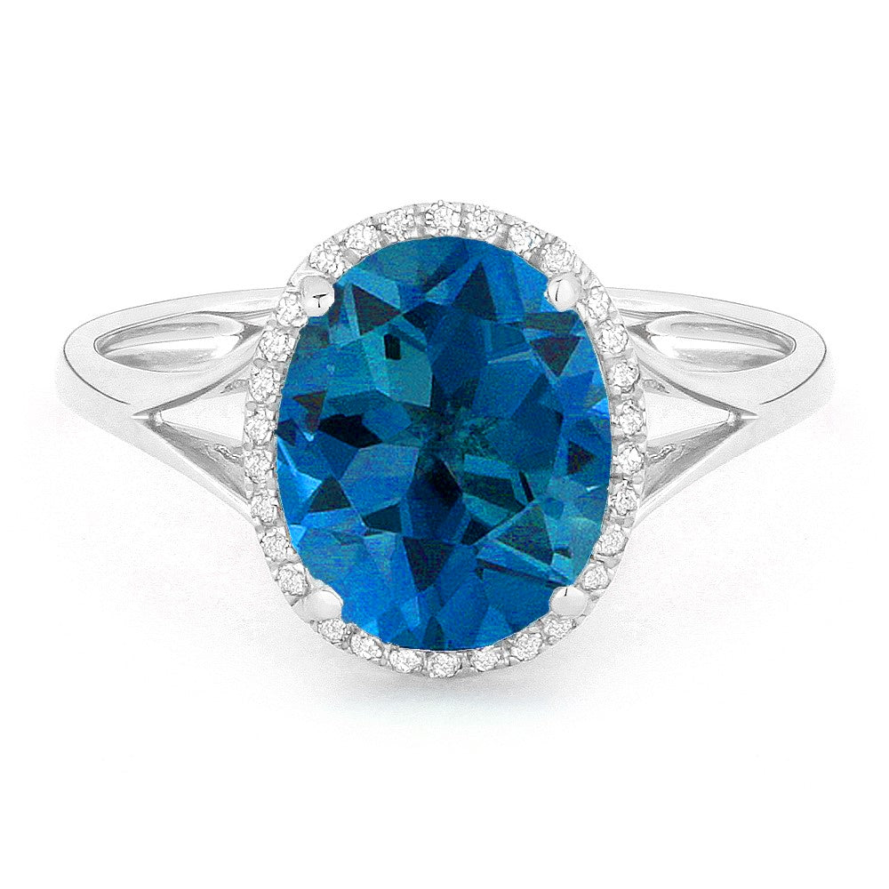 Madison L 14K White Gold Swiss Blue Topaz Oval Ring - style R1059SWBTW