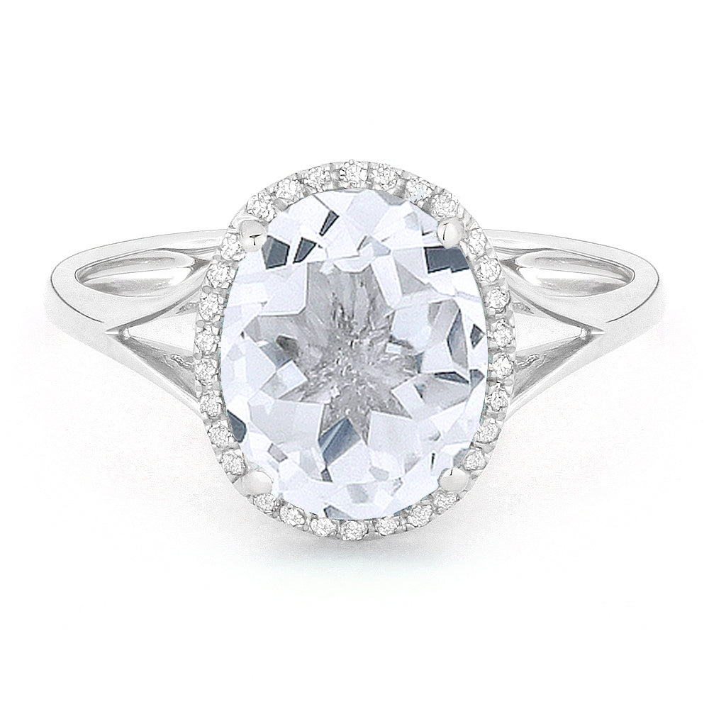 Madison L 14K White Gold White Topaz Oval Ring - style R1059WTW