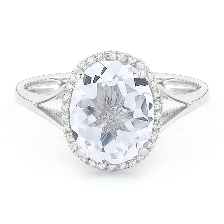 Madison L 14K White Gold White Topaz Oval Ring - style R1059WTW
