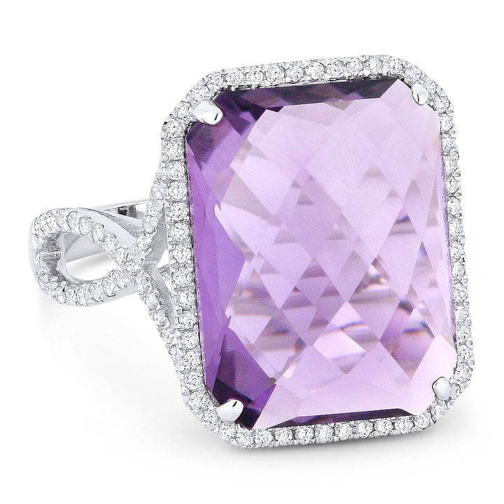Madison L 14K White Gold Amethyst Rectangle Ring - style R1062AMW