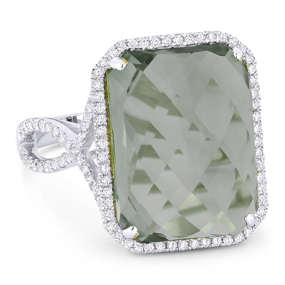 Madison L 14K White Gold Created Green Spinel Rectangle Ring - style R1062GSW