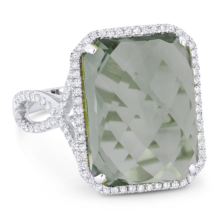 Madison L 14K White Gold Created Green Spinel Rectangle Ring - style R1062GSW