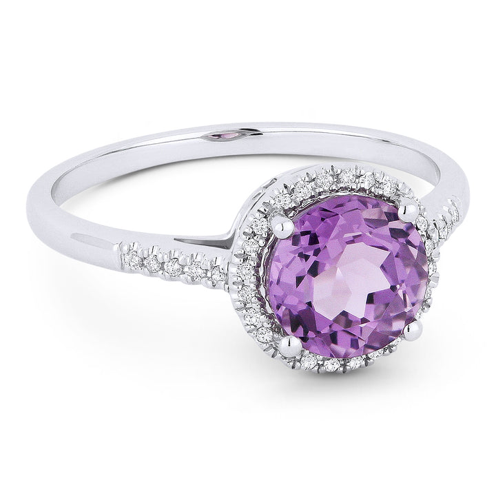 Madison L 14K White Gold Amethyst Round Ring - style R1065AMW