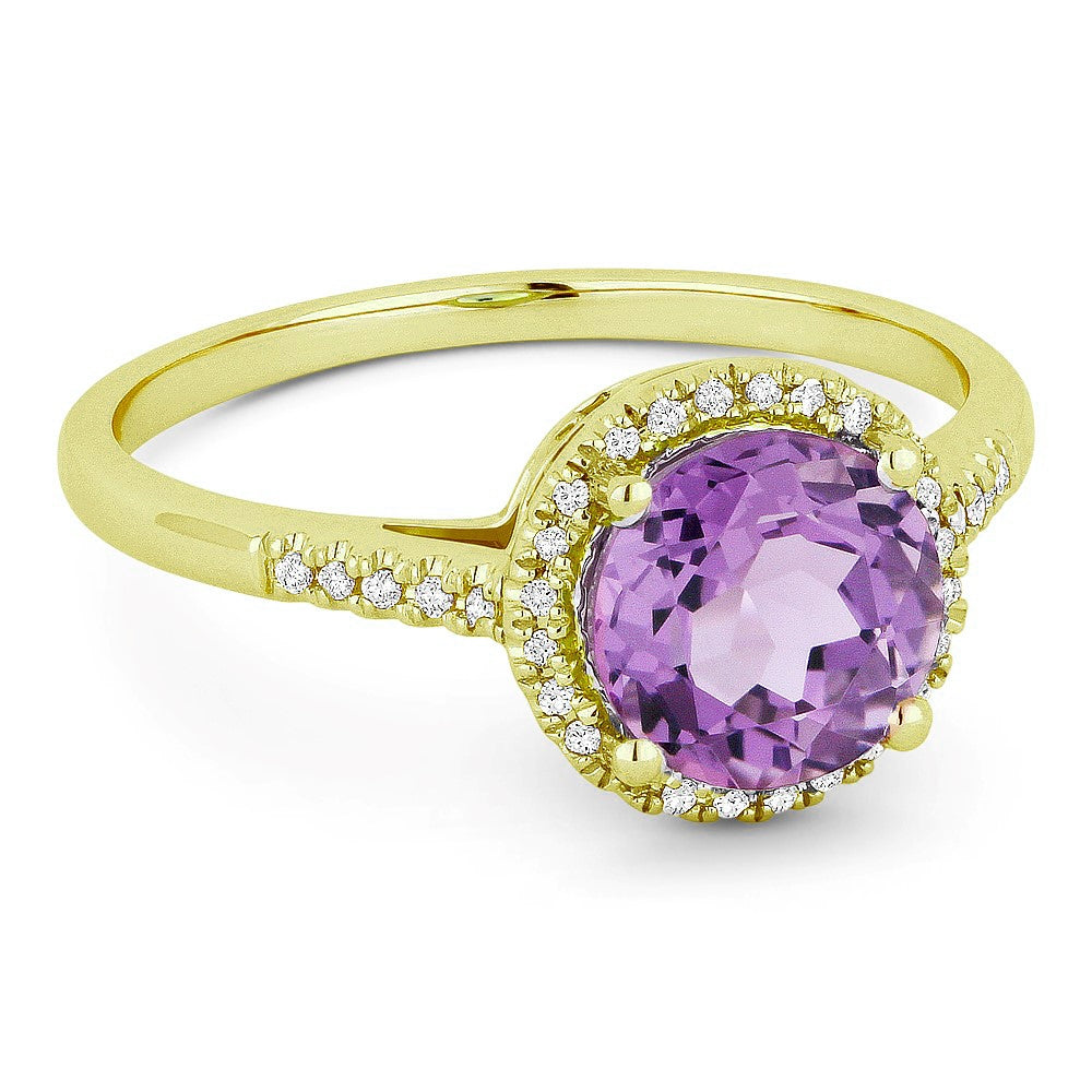 Madison L 14K Yellow Gold Amethyst Round Ring - style R1065AMY